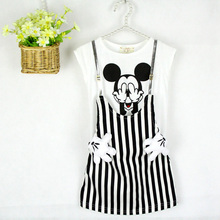 new arrival 2016 children’s girl summer dress of the girls short sleeve Han edition cartoon stripe cuhk children braces dresses
