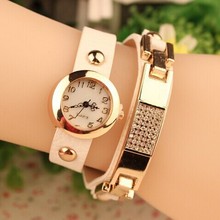 Top Fashion Watches Women Gold Alloy Case Ladies Watch Crystal Leather Quartz Watch Relogio Feminino Clock