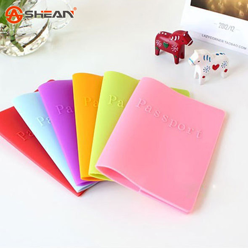 6 Colors of Candy Colors Women Men Passport Holder Leather Bags Passport Cover Silicone Documents Folder