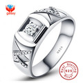 Have Silver Certificate Solid 925 Sterling Silver Ring Couple Silver Jewelry CZ Diamond Wedding Rings For