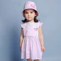 New 2016 Baby Girl Clothes Cute Sweet Costumes For Girls Plaid Designs Butterfly Embroidery Dress For