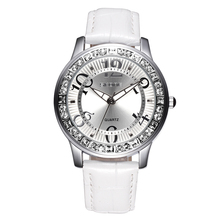 SKONE Female Watches Luminous Big Number Rhinestone Silver Dial Womens Fashion Watch Ladies Leather Straps Wristwatch Girls 2016