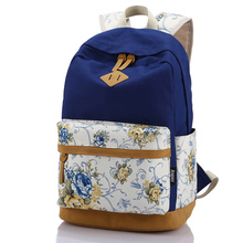 Brand Genuine Quality Leather Canvas Bag Backpack Women Backpack School Girl Floral Backpack Printing Backpack Women Backpack