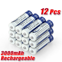 12PCS High Quality Rechargeable Battery AA 3000mA 12X BTY NI-MH1.2V Rechargeable 2A 5# Baterias Batteries Free shipping