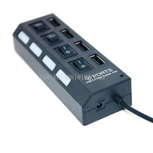 4 Ports USB 2.0 Hub High Speed 480 Mbps Power On/Off Button Switch LED