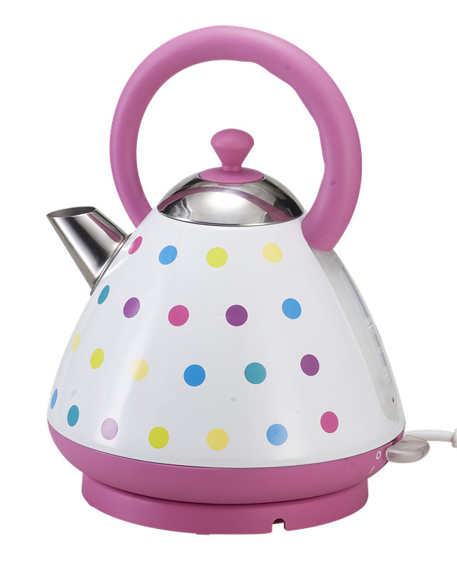 [OEM] CE approved 1.7L special design color sprayed kettle polka dot color coating (SUS 202)in