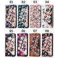 Wallet Style PU Leather Flip Stand Magnet Flower with diamond Card Phone Case Cover For Samsung