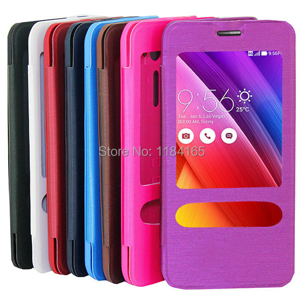 KOC-1928_6_Leather Case + Plastic Replacement Back Cover with Call Display ID for ASUS Zenfone 2 (5.0) ZE500CL with LOGO