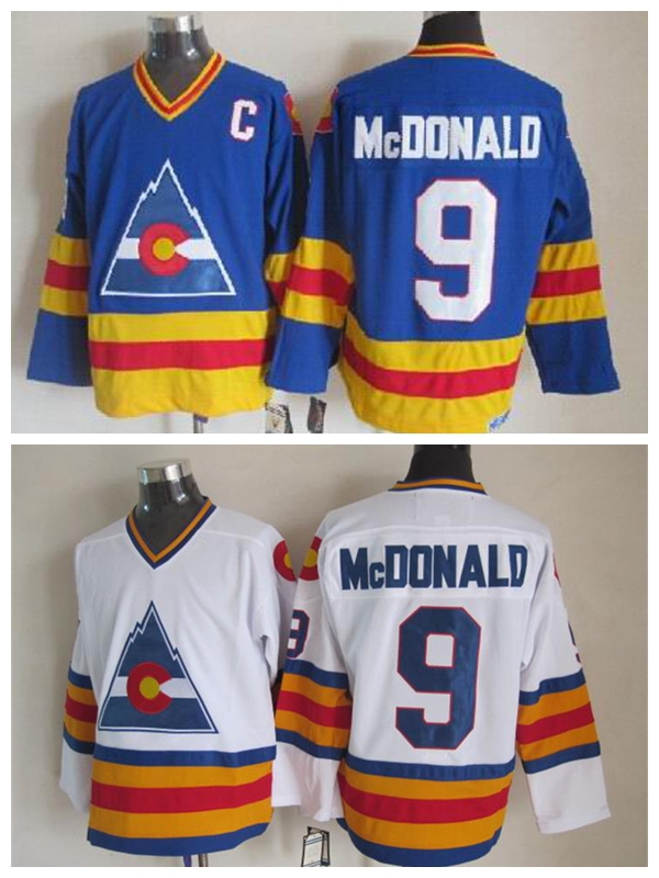 Cheap Mens Colorado Avalanche Jerseys #9 Lanny McDonald CCM Vintage Ice Hockey Jersey,Size M-3XL,100% Embroidery Name & Logo