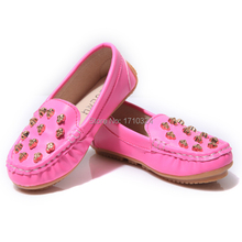 child girls shoes genuine leather metal buckle candy color soft baby gommini leather loafers princess doug shoes toddler shoes