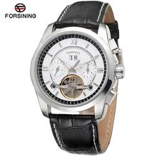Forsining reloj de hombre antiguo Tourbilion Autoamtic Auto cuero de la fecha Top marca Analog vestido de pulsera FSG625M3