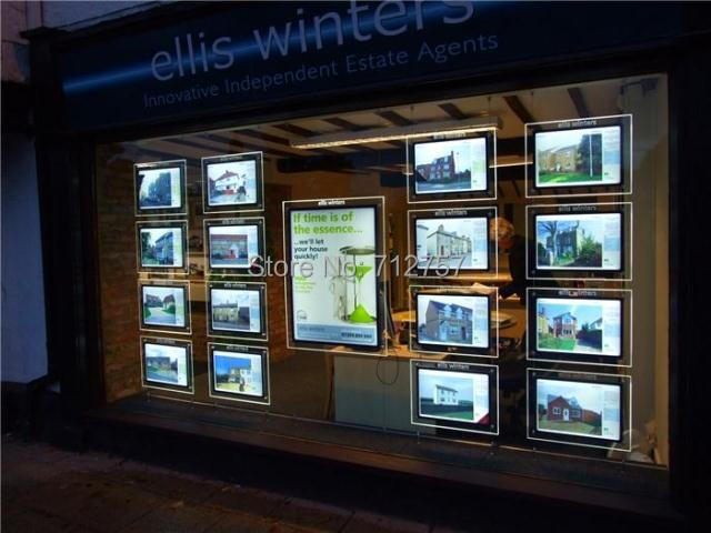 Description Picture 6 of item16PCS A4 Landscape One Side Cable Wire Hanging Acrylic Frame LED Illuminated Panel Advertising Light Boxes for Real Estate Agent