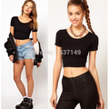 New Style Women s Best Sell U neck Sexy Crop Top Ladies Short Sleeve Tee Short