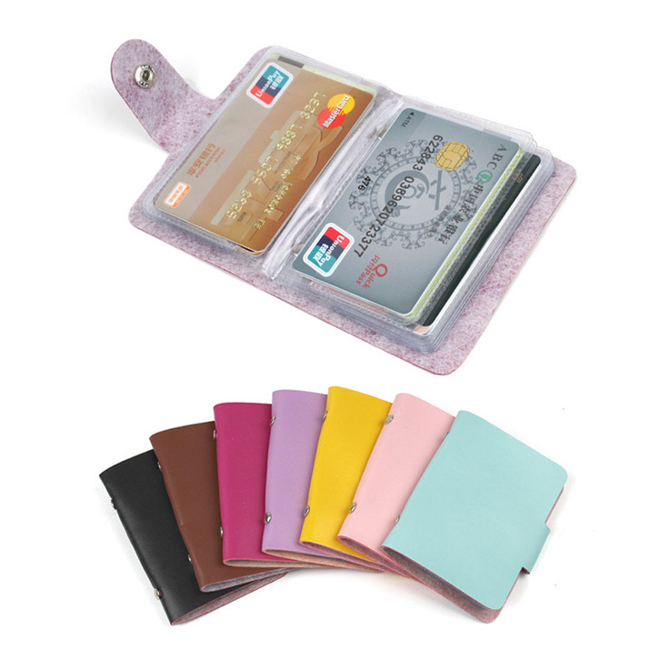 Fashion 24 Bits Useful Business Credit Card Holder PU Leather Buckle Cards Holders Organizer Manager For