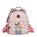 Retro Arty Backpack Women Sweet Style Fashion Rivet Bag Lovely Cartoon Printing Casual Small Packsack High
