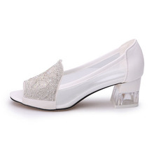 2016 High Wedge Heel Sandals Rhinestone Flower Style Peep toe Transparent Shoes Women s Summer Shoes