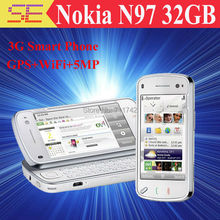 original Nokia N97 32GB unlocked mobile phone GSM 3G GPS WIFI 5MP Russia keyboard Free shipping