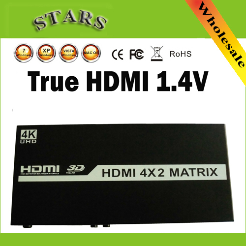 Фотография Hdmi Matrix 4X2 1.4V 3D HD 1080p ARC HIFI Hdmi Switch Splitter For Tv AV Scart Projector PC Hdmi Converter with Remote Control