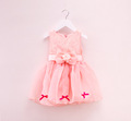 EMS DHL Free shipping little girls Kids Dress Rosette Lace Princess Summer Dress Holiday wear Children