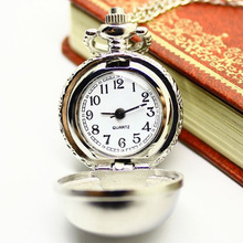 Unisex White Retro Alloy Quartz Necklace Pocket Watch Block Watch with Chain Belt For Women Men HB88