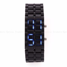 2015 New Arrival  Fashion LED Wrist Watch Summer Style Volcanic Lava Iron Relojes Samurai Metal Faceless Bracelet Relogio