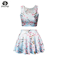 New Casual Party 2 Piece Set Elegant Floral Print Ball Gown Vs Love Pink Women Suits