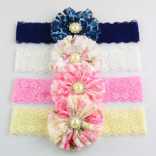 300pcs/lot Princess lace Hairbands with pearl