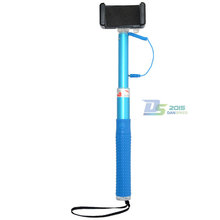 Blue Extendable Selfie Wired Stick Phone Holder Remote Shutter Monopod For Smartphone homegarden2014