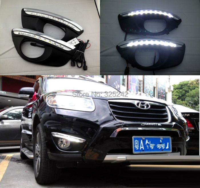 free shipping,Excellent fog light For Hyundai Santa Fe 2010-2012, with led lighting, beautiful design,Fog Lamp Cover Kit