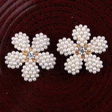 200pcs/lot 25MM 2Colors DIY Flower Shaped Pearl Metal Buttons For Craft Mini Bling Rhinestone Buttons For Wedding Embellishments