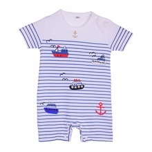 2016 Kids Baby Girl Boys Cotton Clothing Short Sleeve Toddler Striped Jumpsuit Romper