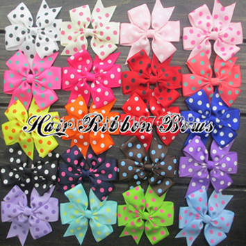 120pcs lot 3 Polka Dots Hair Bows Grosgrain Ribbon Children Hairbows Baby Bow Ties Hair Cloth