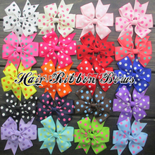 120pcs lot 3 Polka Dots Hair Bows Grosgrain Ribbon Children Hairbows Baby Bow Ties Hair Cloth