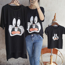 Family Matching Outfits Mother Daughter Father Son Clothes Kids Boys Girls Short Sleeve Cotton T-shirt Women Cartton Long Tops