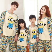 NEW fashion family christmas pajamas cartoon minion pajama set top pants matching clothes cotton family clothing