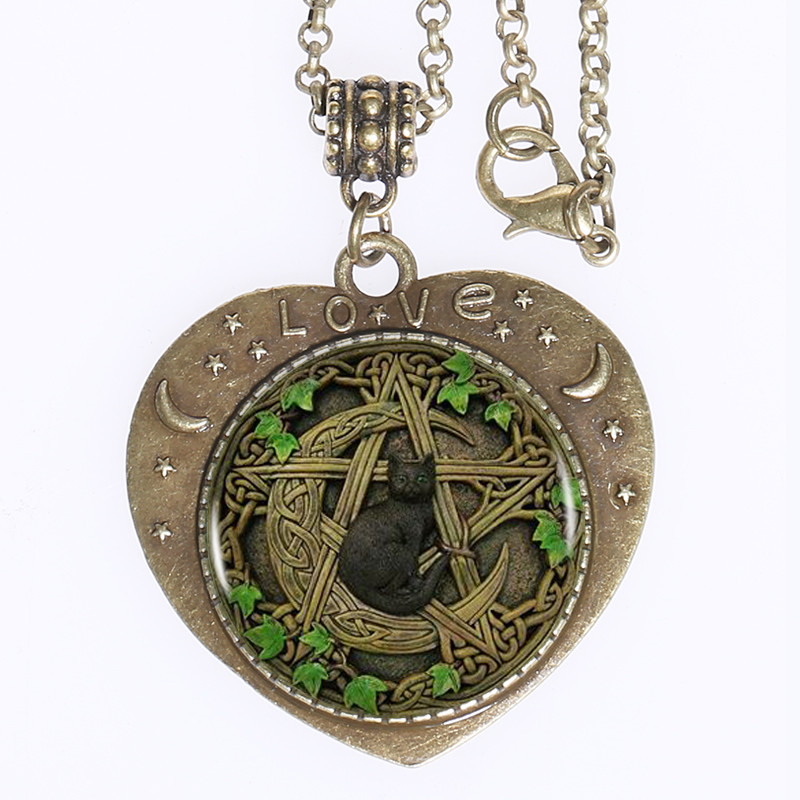black cat wiccan necklace