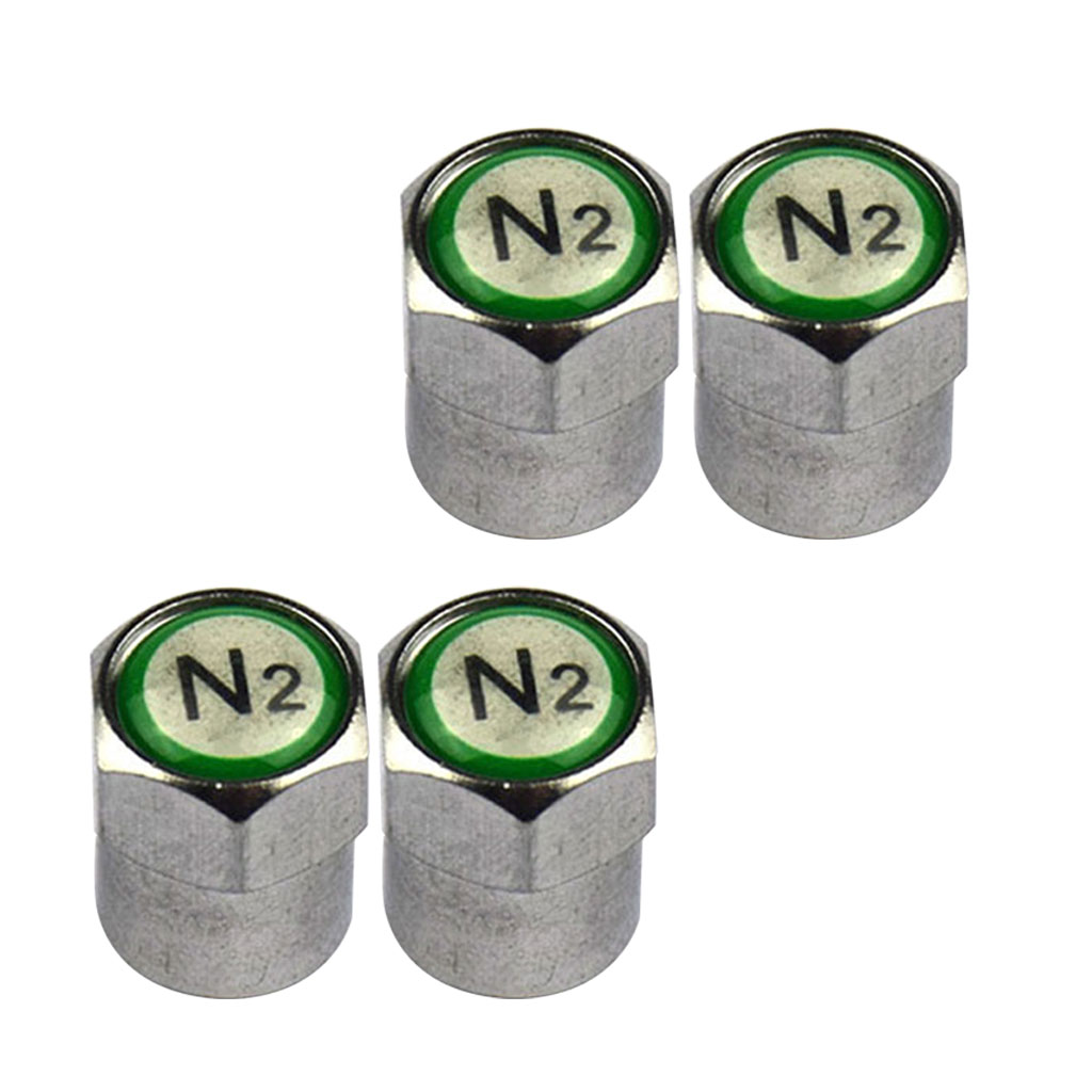 Set of 4 Nitrogen N2 Green Copper Tire Stem Valve Caps Covers Car