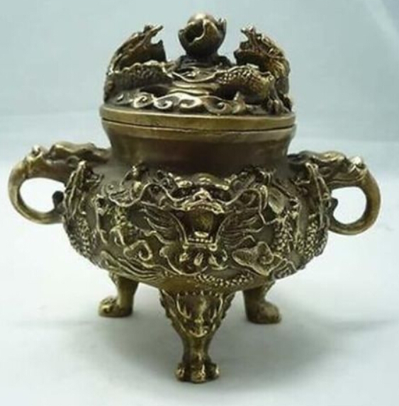 collectableChineseAntiqueStylebrassstatuedragonincenseburner