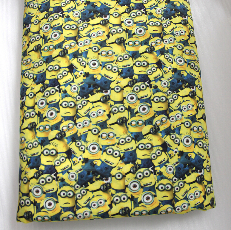 42183 100 147cm cartoon minions fabric patchwork printed cotton fabric for Tissue Kids Bedding textile for
