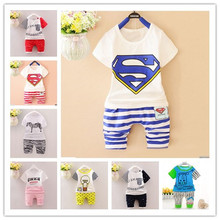 Summer new 6 months- 2 years old boys and girls children suit/harlan 7 minutes of pants + short sleeve T-shirt two piece suit