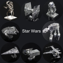 Star Wars 3D Metal Puzzles Assemble DIY R2D2 Tie Xwing Fighter Millennium Falcon Model Toys New Year Gift