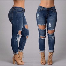 2016 new style autumn spring fashion jeans Full Length Mid waist Pencil Pants Zipper Fly skinny
