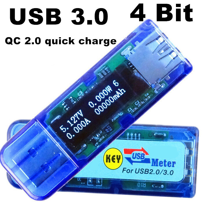 White 4 bit color OLED USB detector voltmeter ammeter power capacity tester meter voltage current usb power bank charger