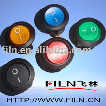filn on off 12vdc LED illuminated round rocker switch