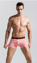 Hot 2016 Soft breathable Men Underwear U convex corner men cotton Flower printed pants Boxers Shorts sexy male panties