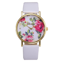 2016 hot sale Pu Belt Band Women Rose Flower Wrist Watch Quartz Durable Fashion Casual Floral free shipping
