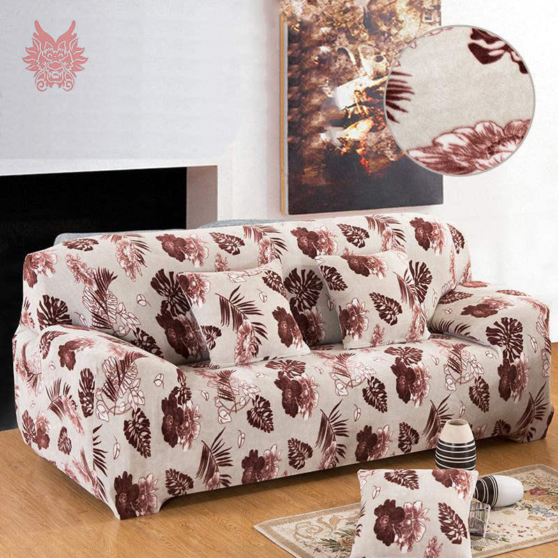 American style brown/red floral print plush warm winter Slipcover Universal Elastic force Sofa cover for 1 seat sofa SP2586
