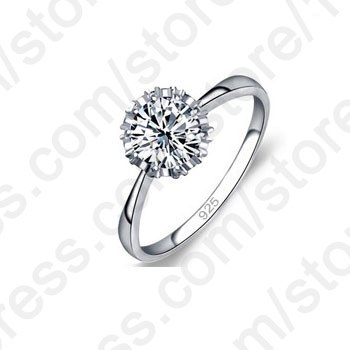 High Quality 925 Sterling Silver Fine Jewelry Classic Engagement Ring 4 Size AAA CZ Ring For