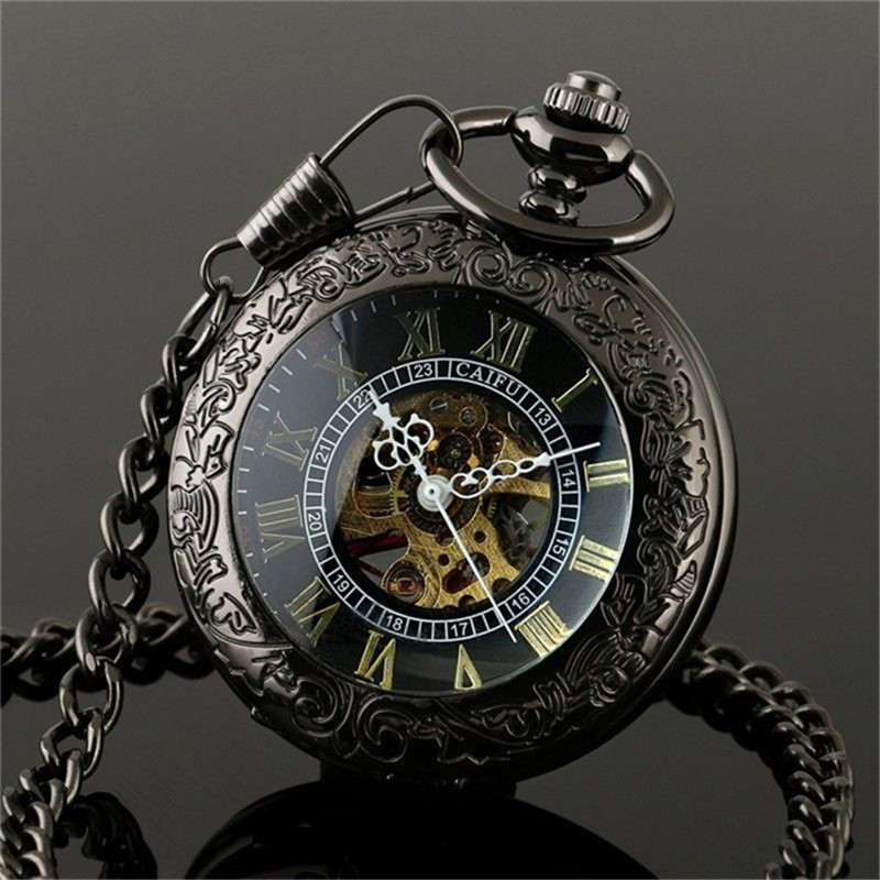N690 2015 High Quality New Steampunk Face Retro Pendant Pocket Watch For a Gift Skeleton Mechanical