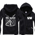 Mens Casual Anime SAO Sword Art Online Hoodie Zip Up Print Sweatshirt Coat Cardigan Black Gray